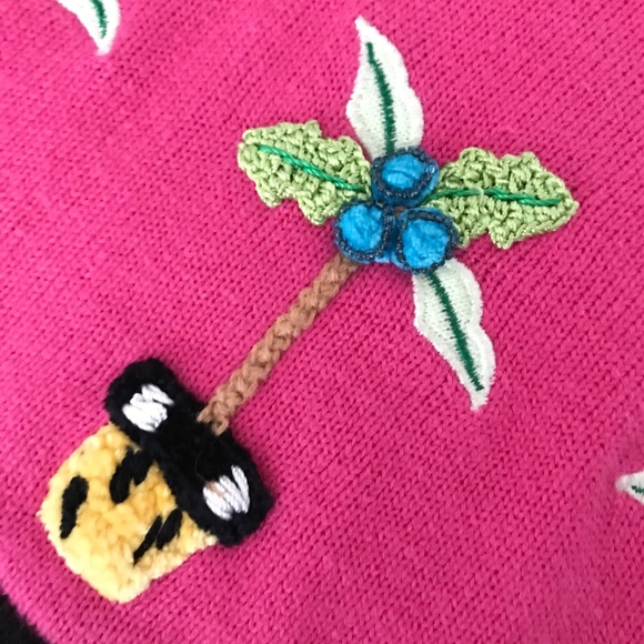 QUACKER FACTORY Zip Cardigan Sweater Whimsical Palm Tree Pink Women’s Size 1X 2X - Picture 16 of 16